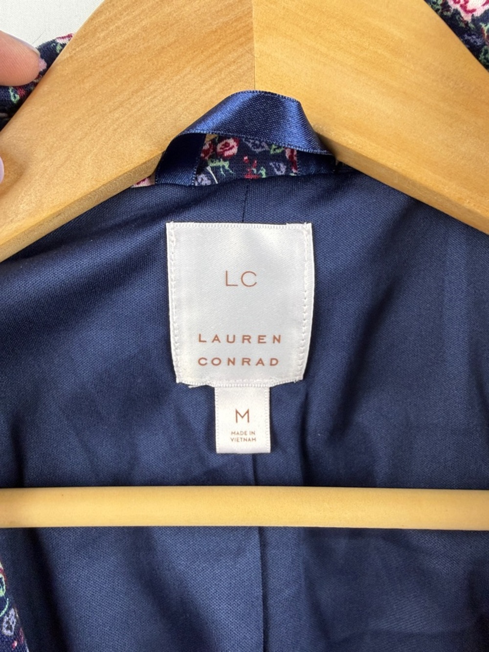 LC Lauren Conrad Navy Floral Jacket Size M Lined Feminine Chic - Picture 7 of 8